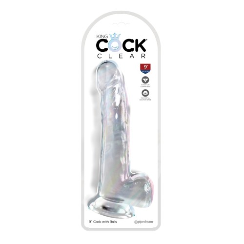 Dildo Transparente King Cock de 9 Pulgadas con Testículos