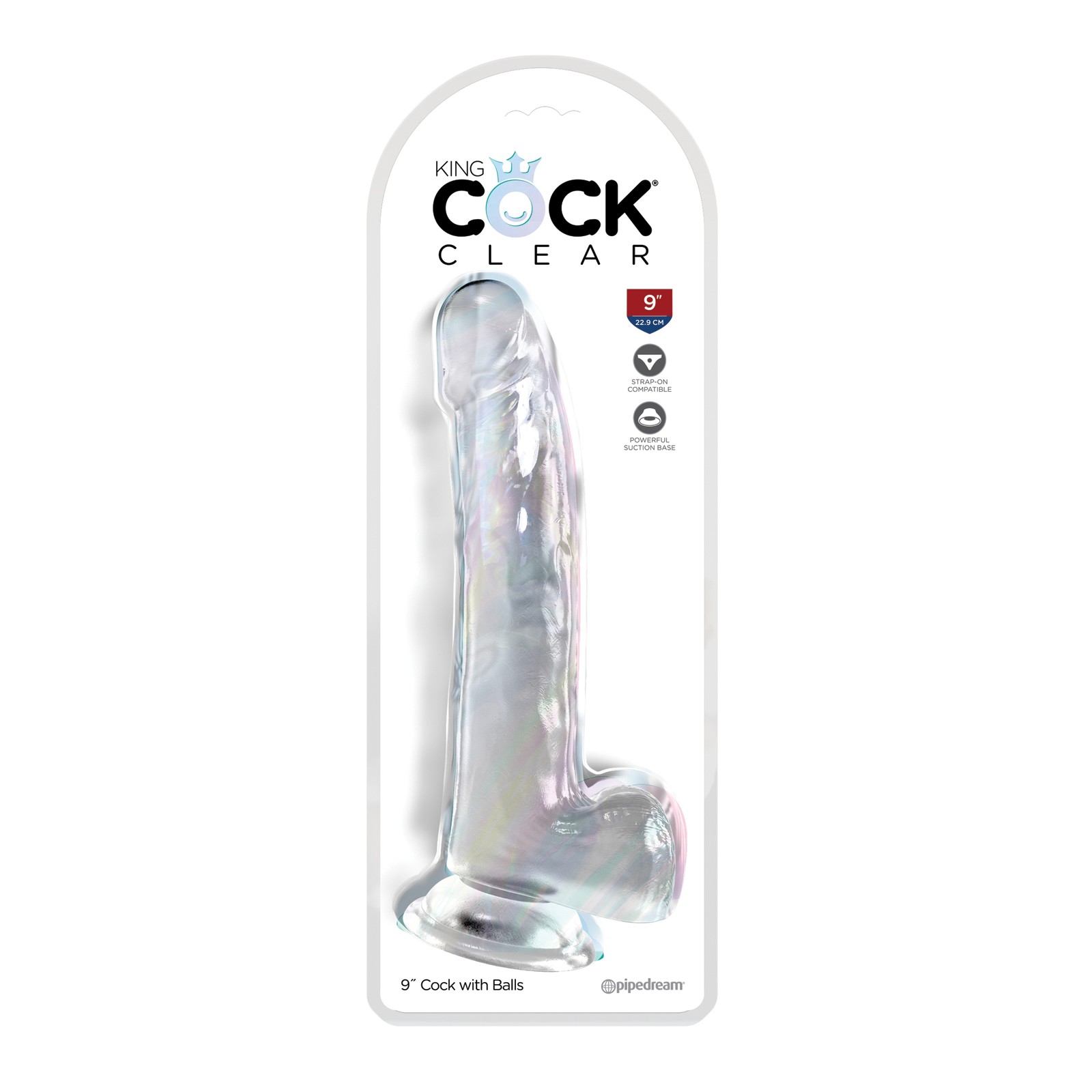 Dildo Transparente King Cock de 9 Pulgadas con Testículos