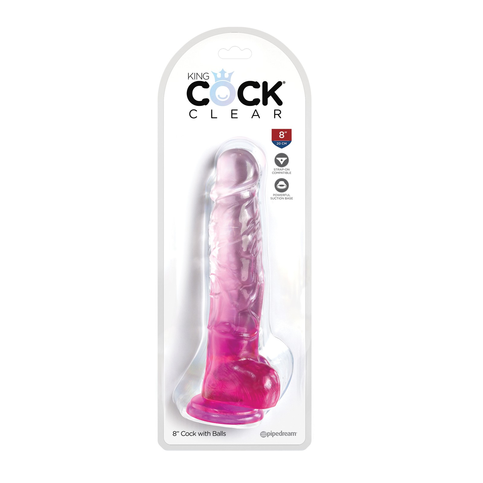 Dildo Realista King Cock Clear 8" con Testículos Rosa