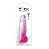 Dildo Realista King Cock Clear 8" con Testículos Rosa