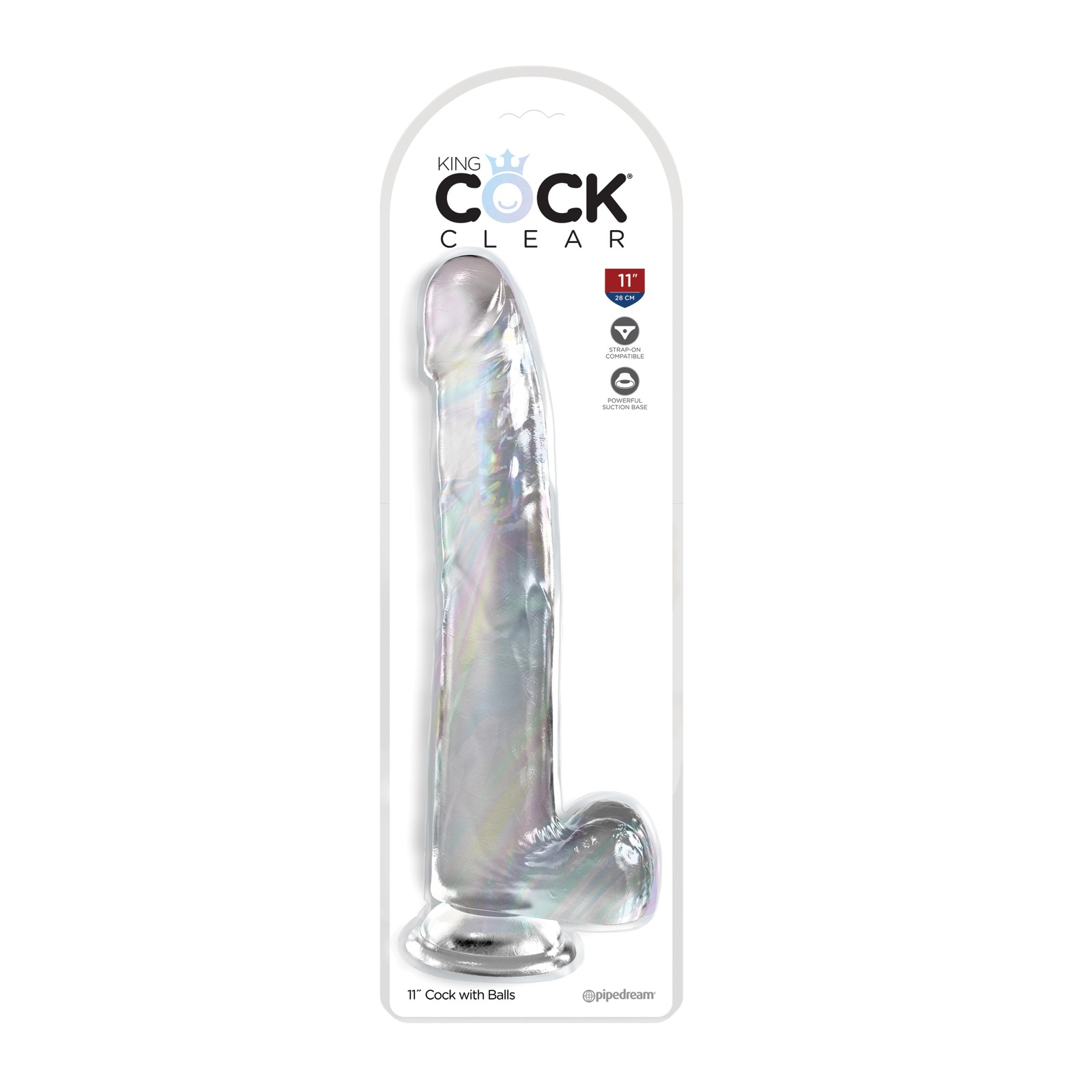 King Cock Clear 11 inch Cock with Balls - Clear