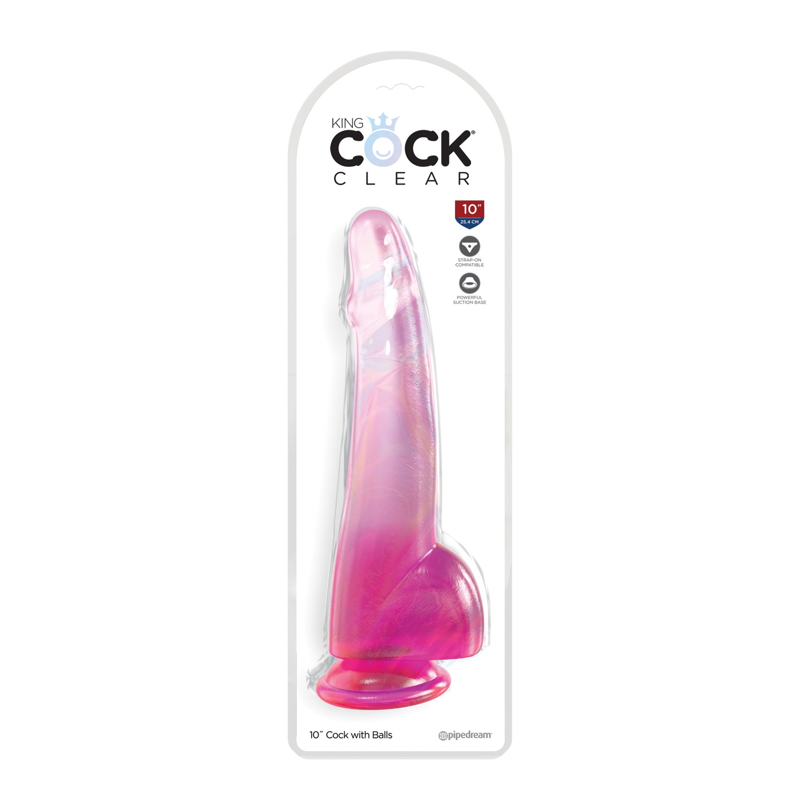 Dildo King Cock Claro de 10 Pulgadas con Testículos Rosa