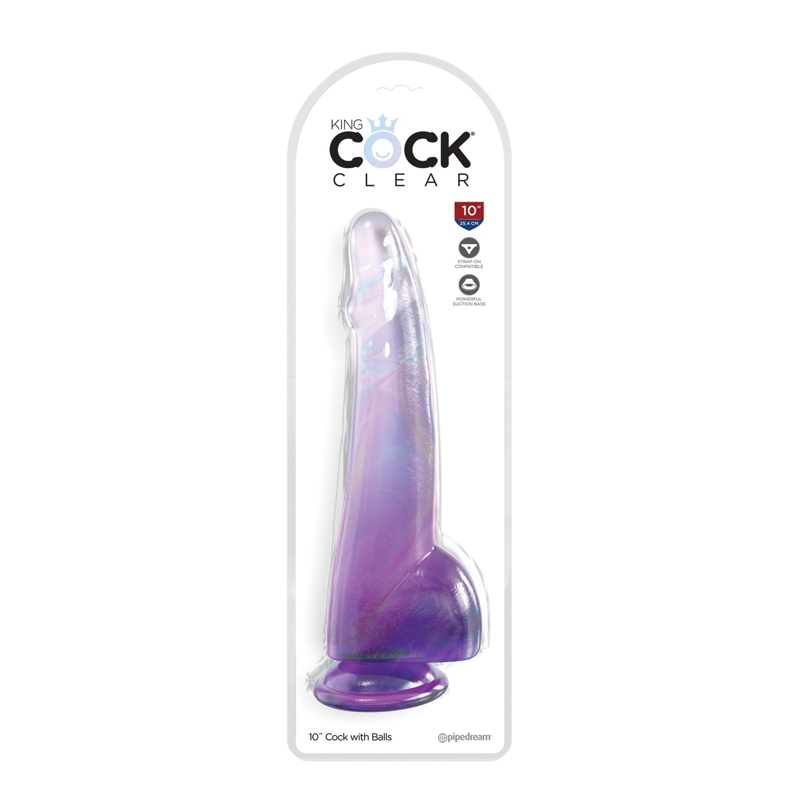 King Cock Clear 10 Inch Cock with Balls Purple