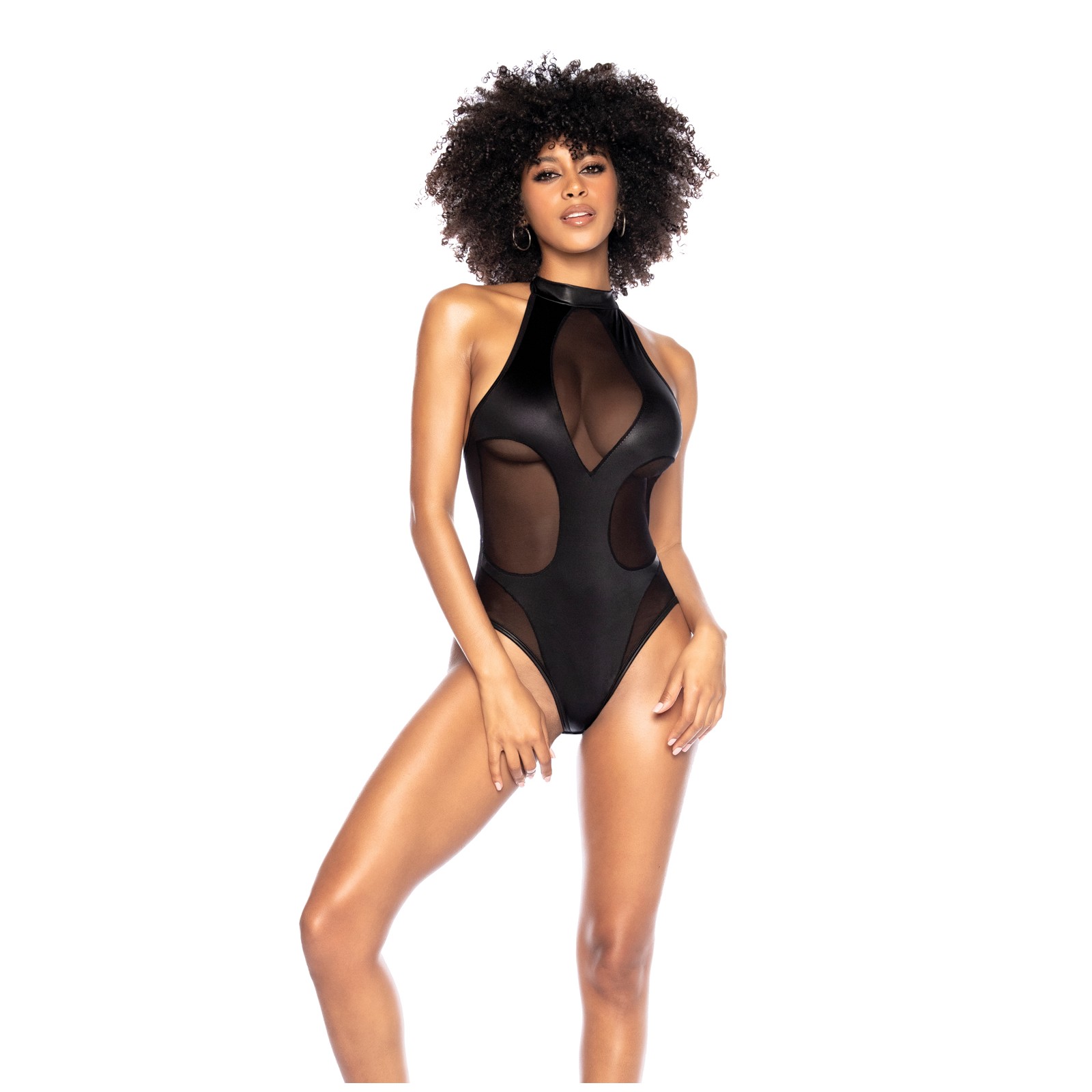 Body Halter de Malla y Look Húmedo Negro L/XL