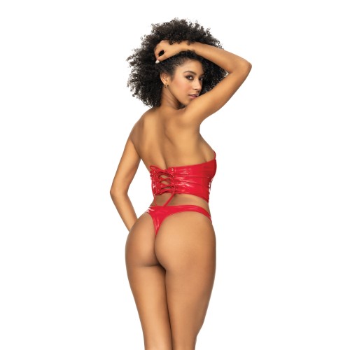 Wet Look Two In One Babydoll Red XL