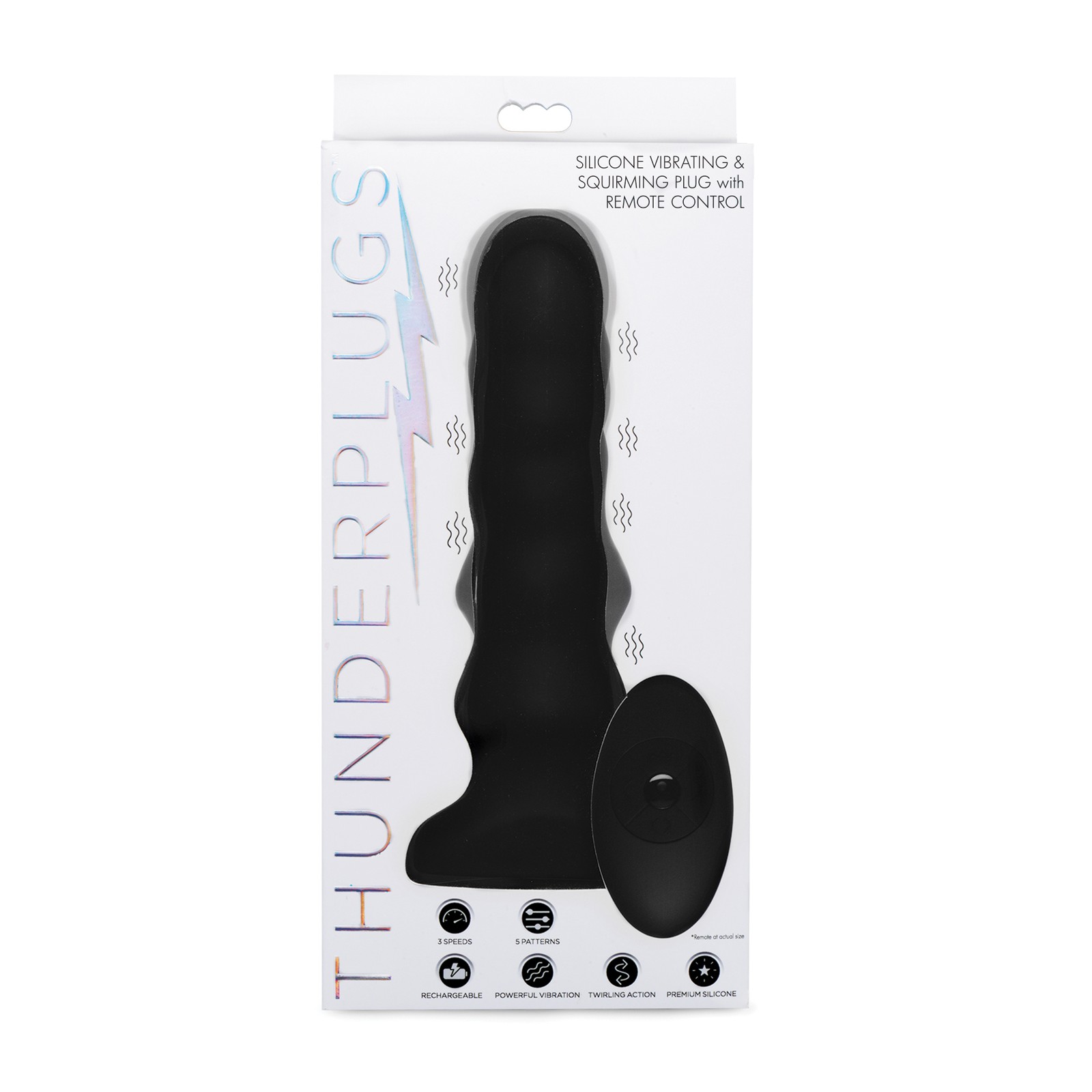 ThunderPlugs Vibrating Silicone Plug with Remote - Black