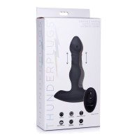 ThunderPlugs Silicone Vibrating & Thrusting Plug with Remote - Black