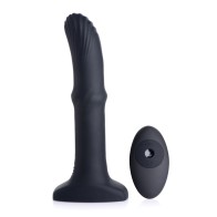 Vibrador de Silicona ThunderPlugs con Eje Deslizante y Control Remoto Negro