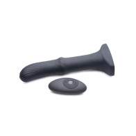 Vibrador de Silicona ThunderPlugs con Eje Deslizante y Control Remoto Negro