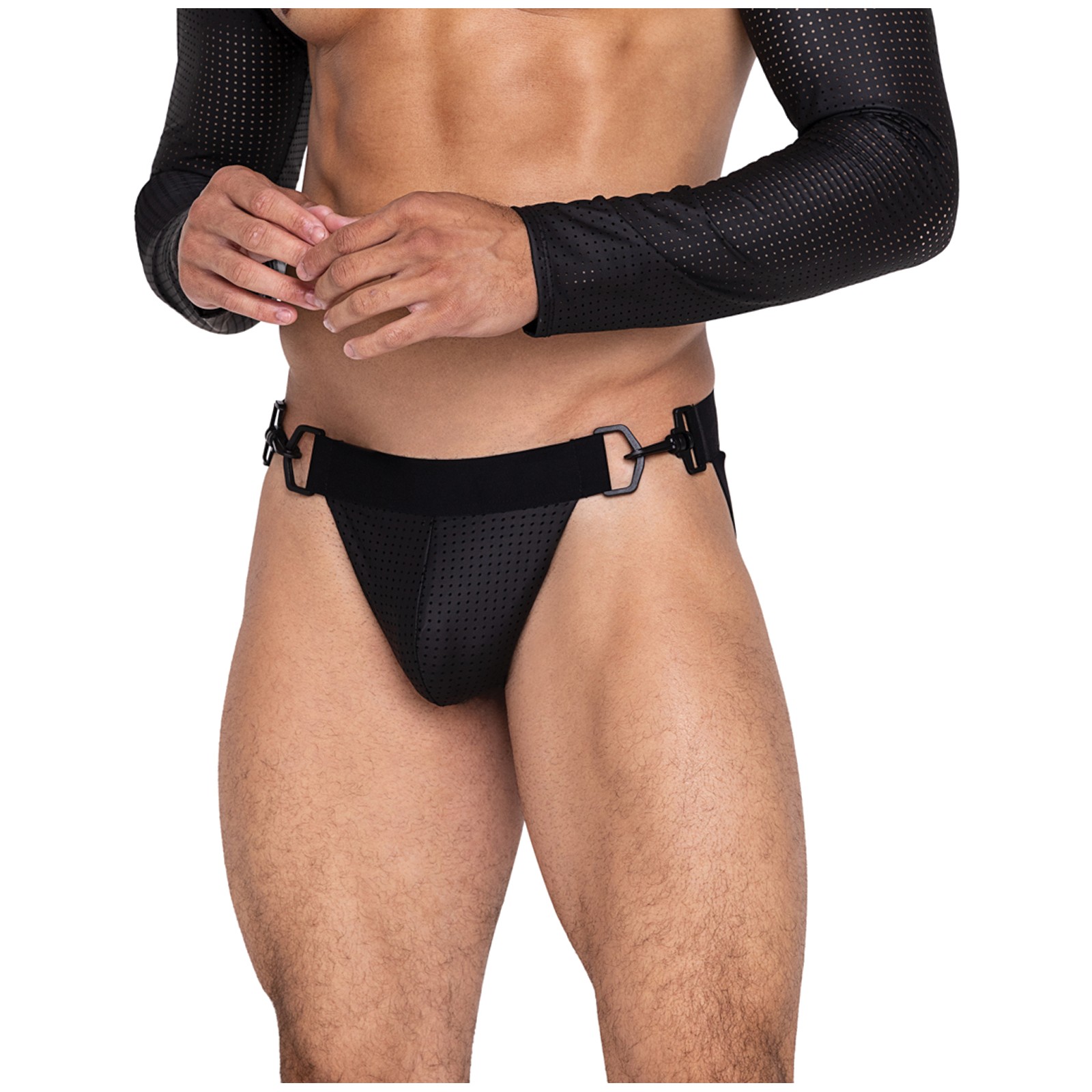 Jockstrap Master con Cierre de Gancho y Anillo - Negro Mediano