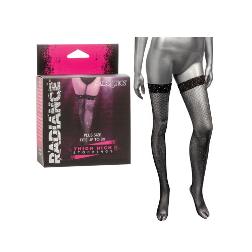 Radiance Plus Size Thigh High Stockings in Black