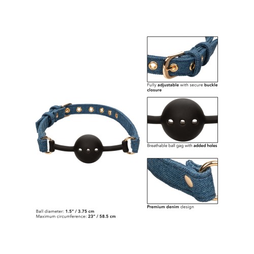 Ball Gag Denim Ride 'Em - Equipo de Bondage Elegante