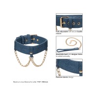 Ride Em Premium Denim Collection Collar with Leash