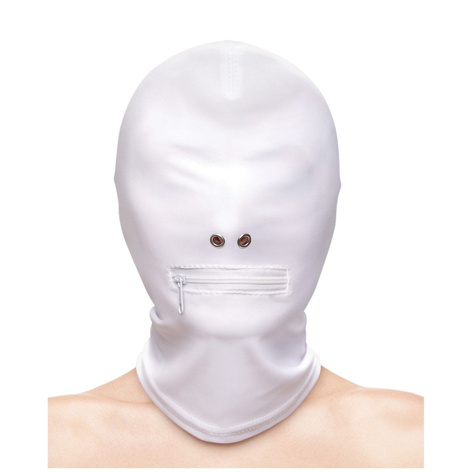 Fetish & Fashion Zippered Mouth Hood - White