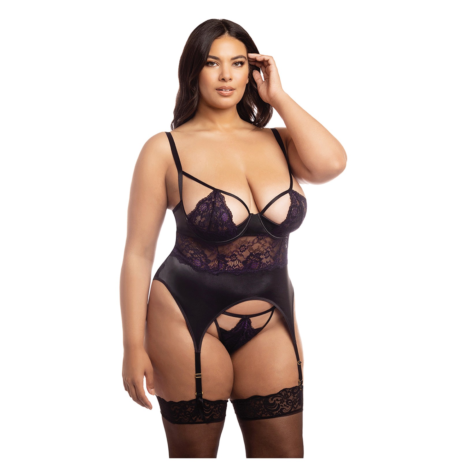 Demi Padded Merrywidow with Lace Overlay