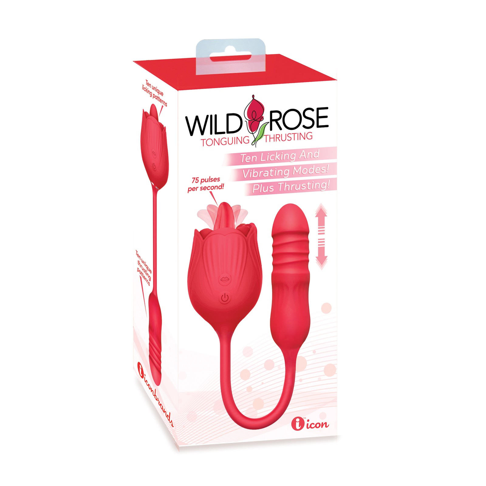 Wild Rose Licking Thrusting Vibrator Red