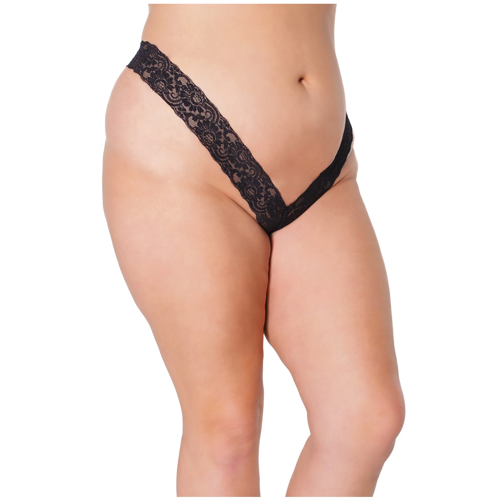 Tanga Alto de Encaje Holiday Negro - Elegante