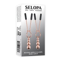 Selopa Beaded Nipple Clamps in Rose Gold