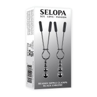 Selopa Beaded Nipple Clamps - Black Chrome