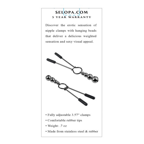 Selopa Beaded Nipple Clamps - Black Chrome