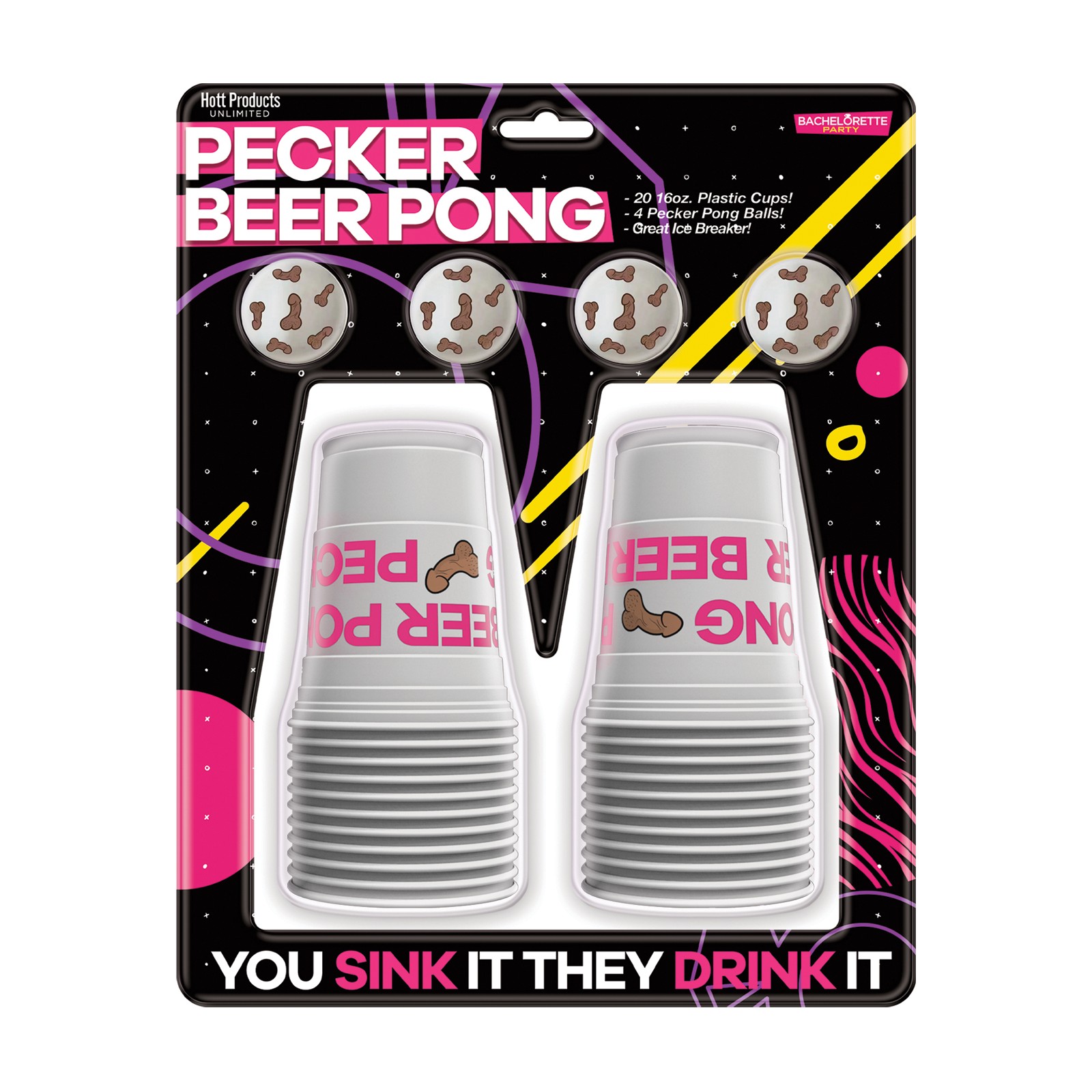 Juego de Beer Pong Pecker con Pelotas