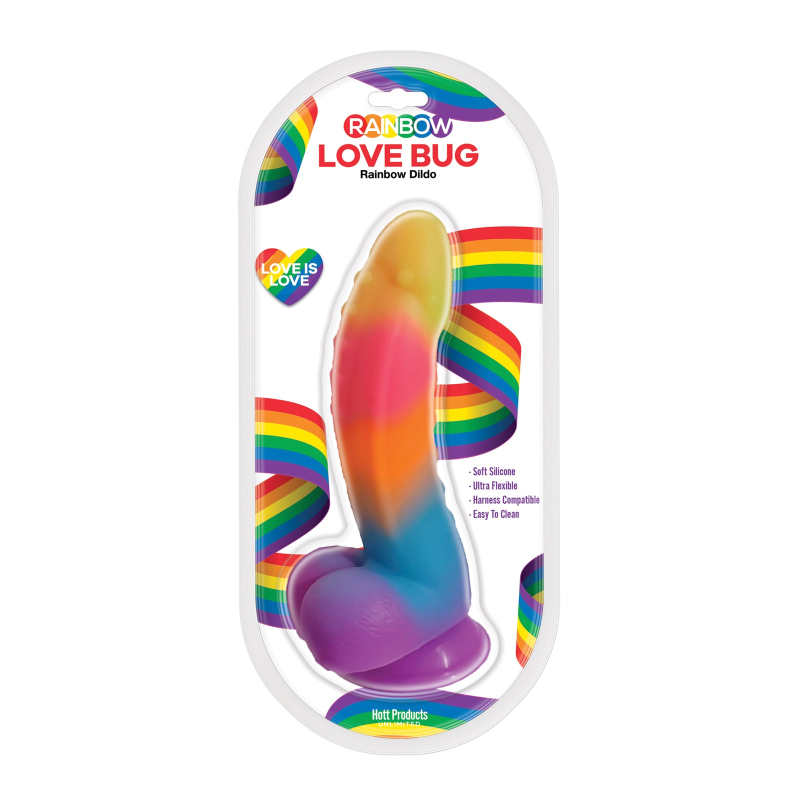 Dildo Love Bug con Base de Succión - Arcoíris