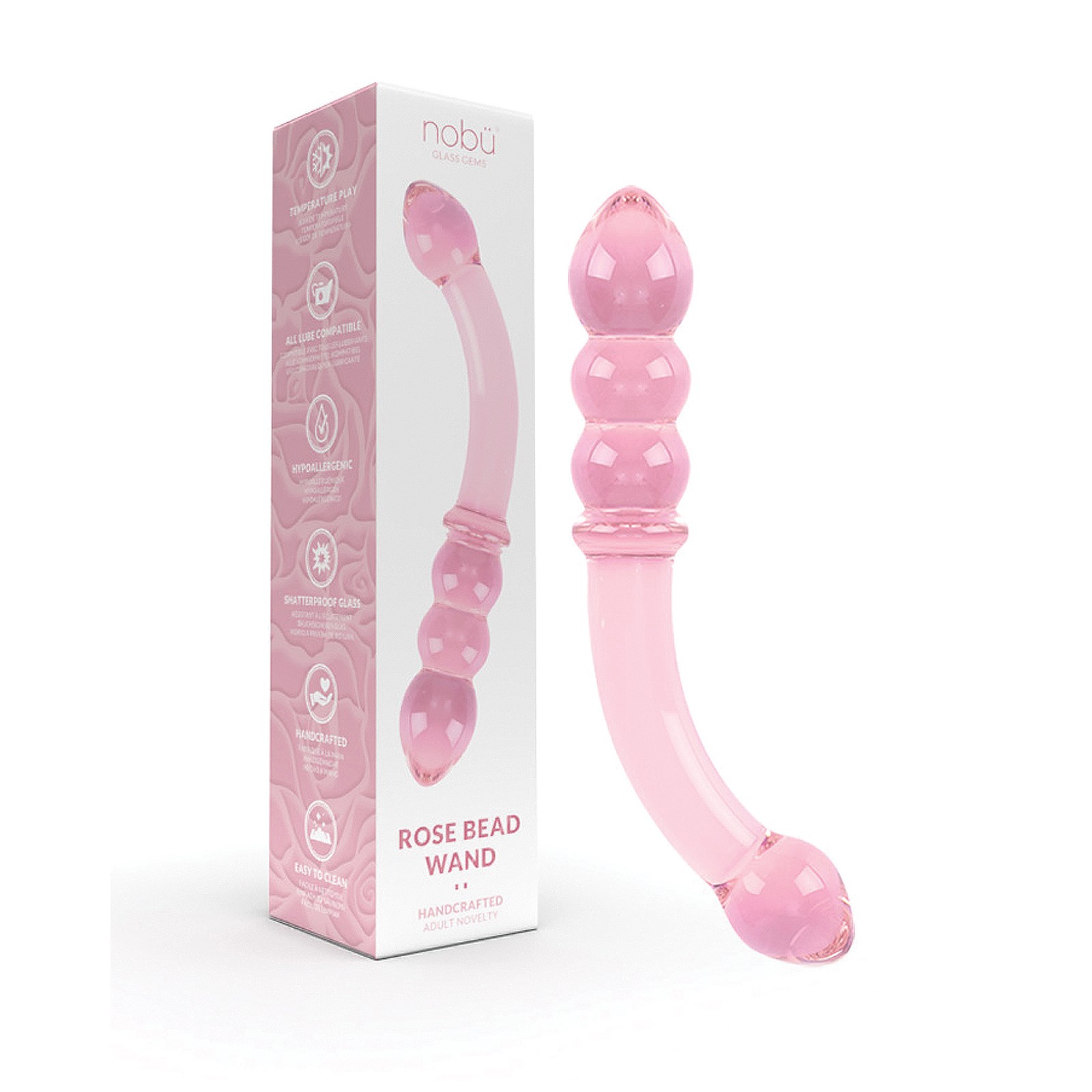 Nobu Rose Bead Glass Wand for Pleasure