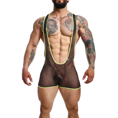 Male Basics MOB Singlet Black Lime Large