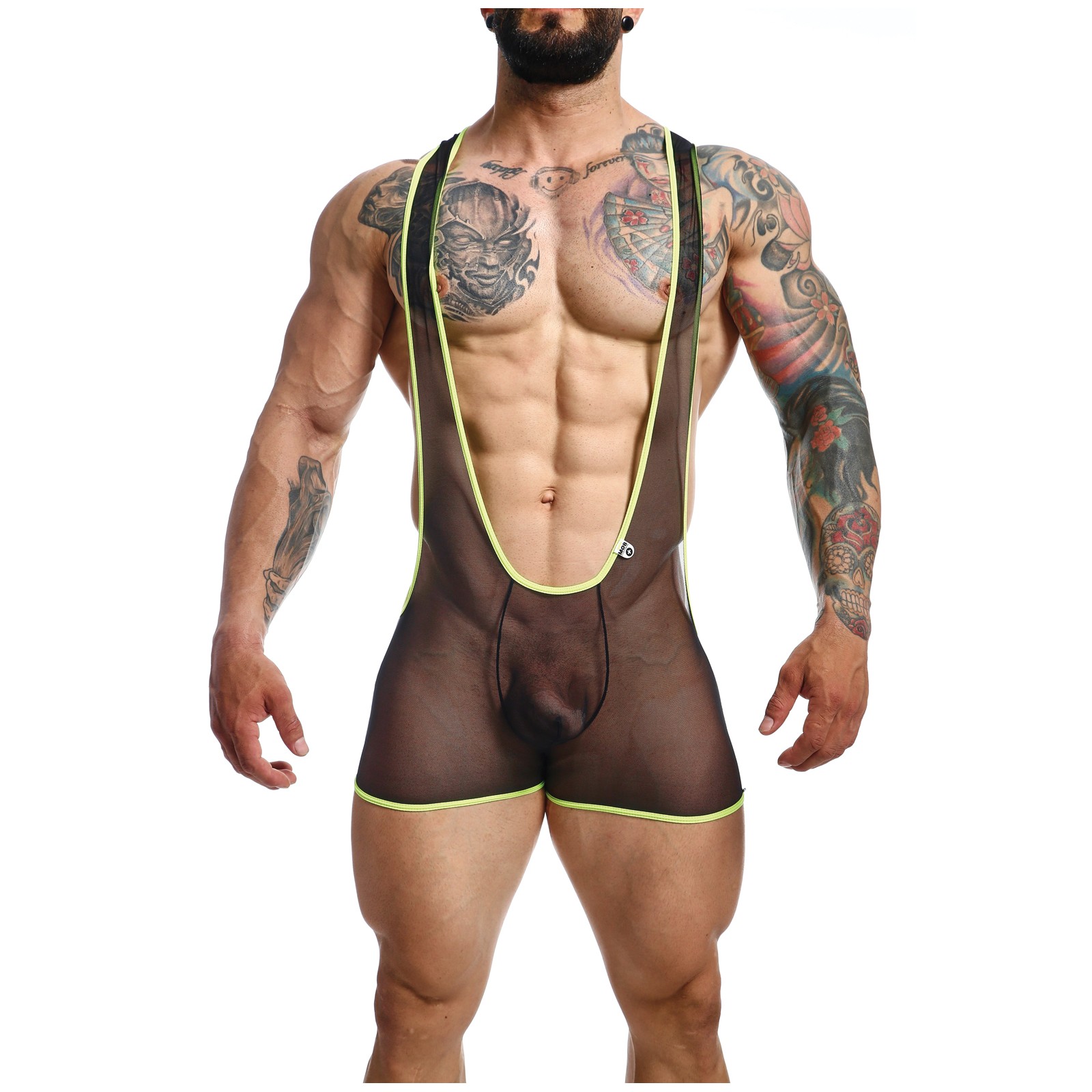 Male Basics MOB Singlet Black Lime Large