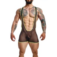 Male Basics MOB Singlet Black Lime Large