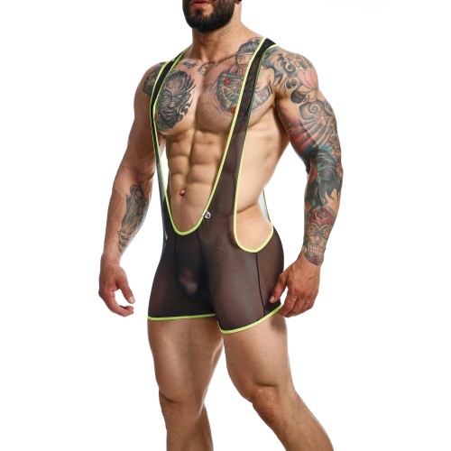 Male Basics MOB Singlet Black Lime Large