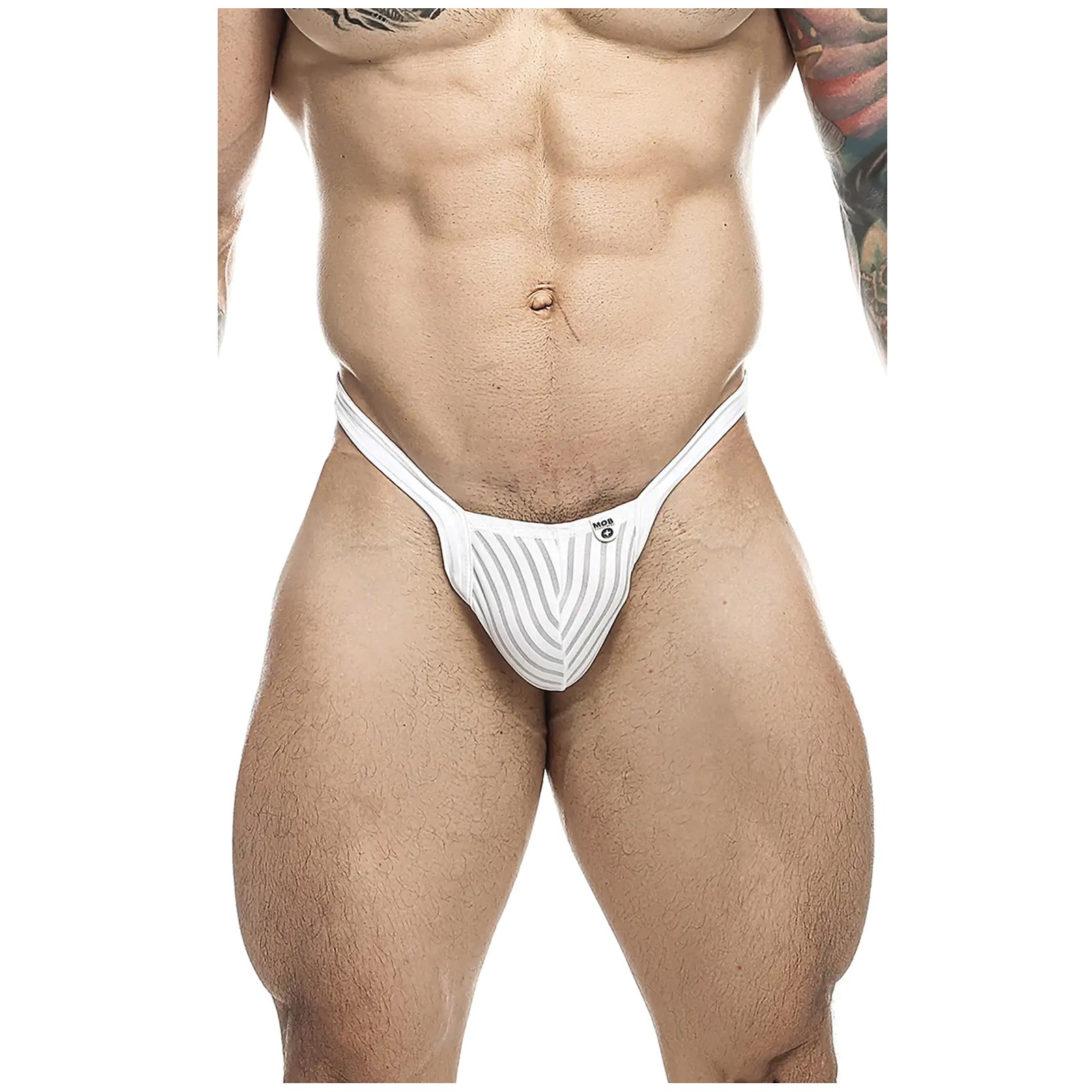 Male Basics Y Buns Thong White Sheer LG