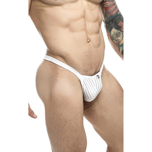 Male Basics Y Buns Thong White Sheer LG