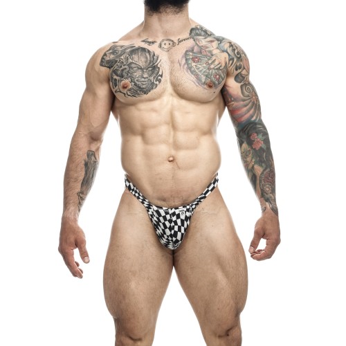 Male Basics Y Buns Thong Checkers XL