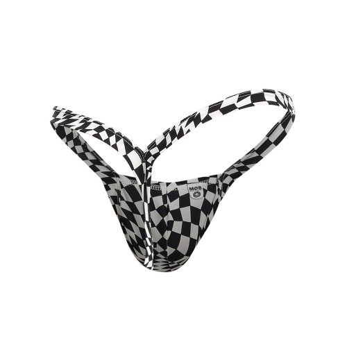 Male Basics Y Buns Thong Checkers XL