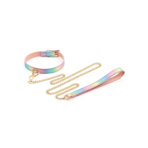 Hello Sexy Iridescent Rainbow Collar and Leash