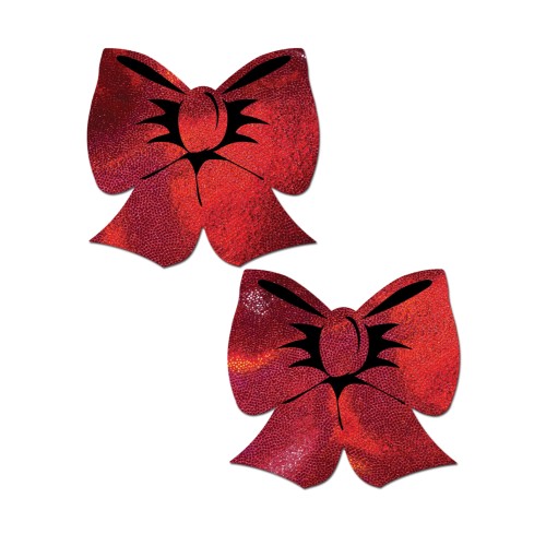 Pastease Holographic Breast Covers Red Bow