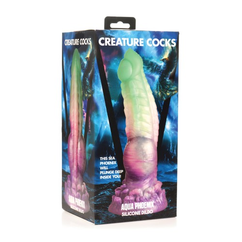 Creature Cocks Aqua Phoenix Dildo - Multi Color Unique Design