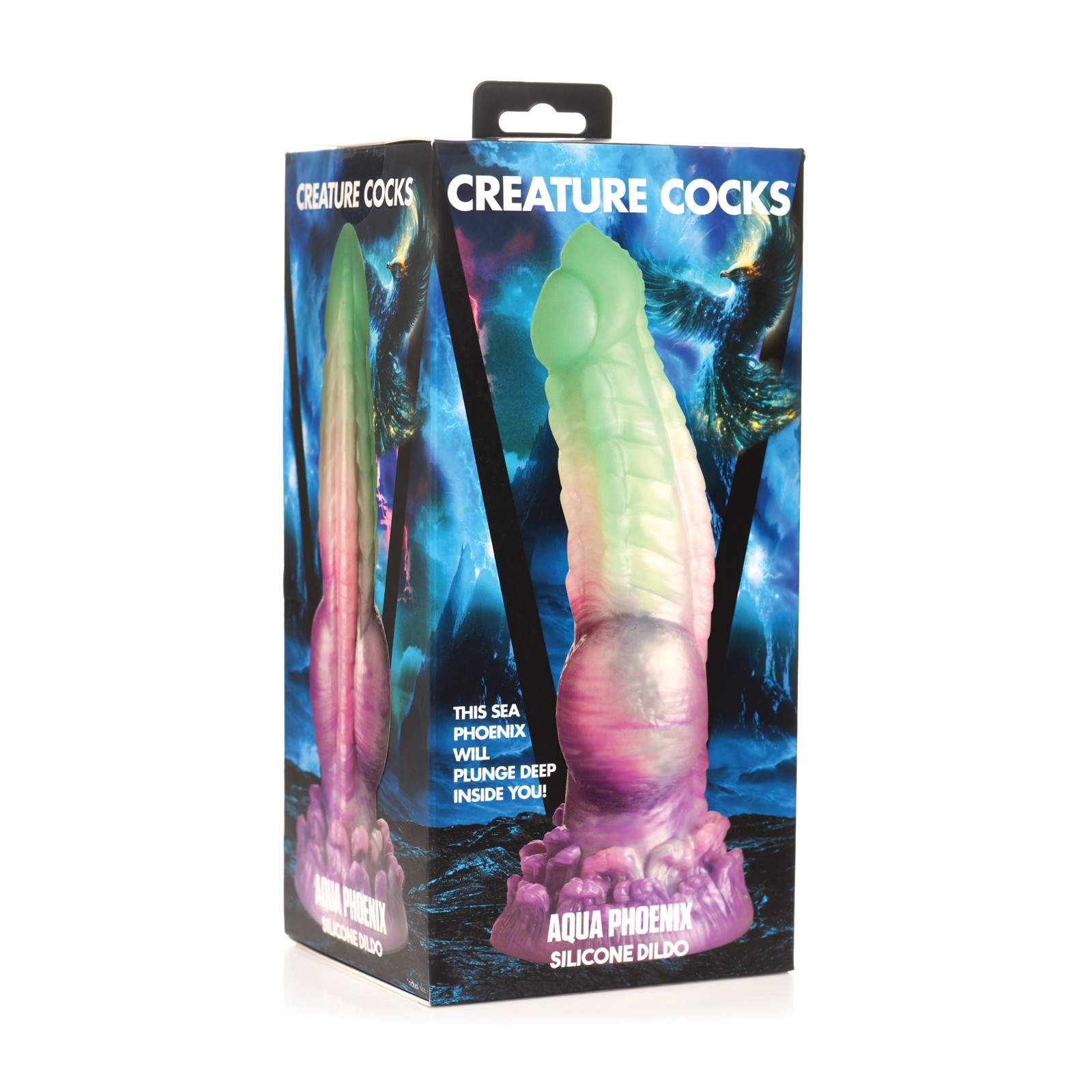 Creature Cocks Aqua Phoenix Dildo - Multi Color Unique Design