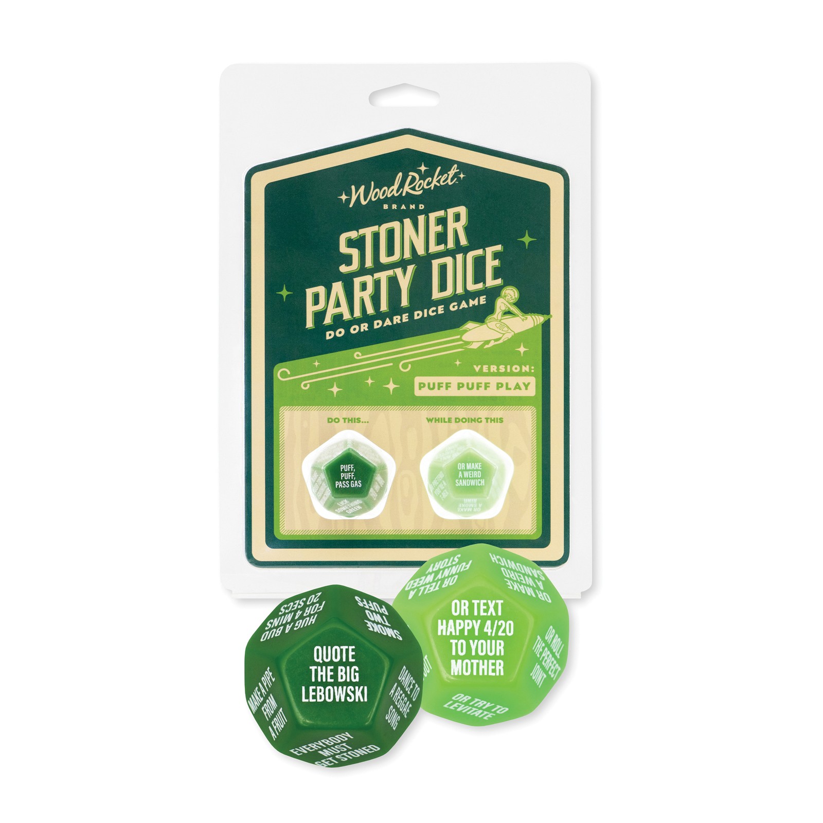 Wood Rocket Stoner Party Dice Game Green