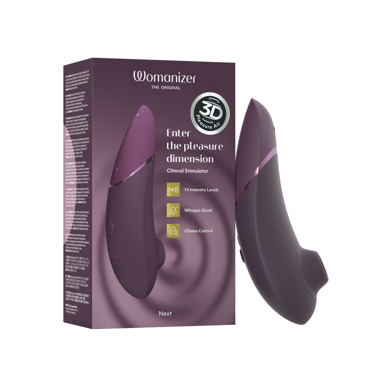 Womanizer Next 3D Control de Clímax con Aire de Placer - Púrpura Oscuro