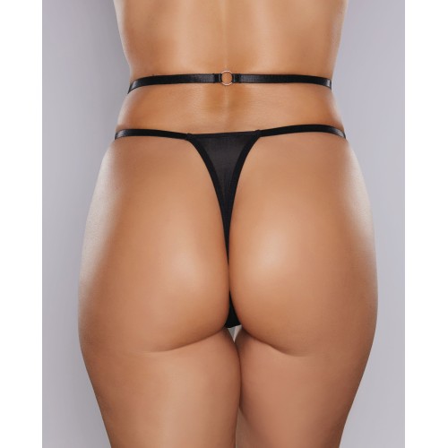 Tanga de Encaje y Malla Adore Cherished Negro O/S