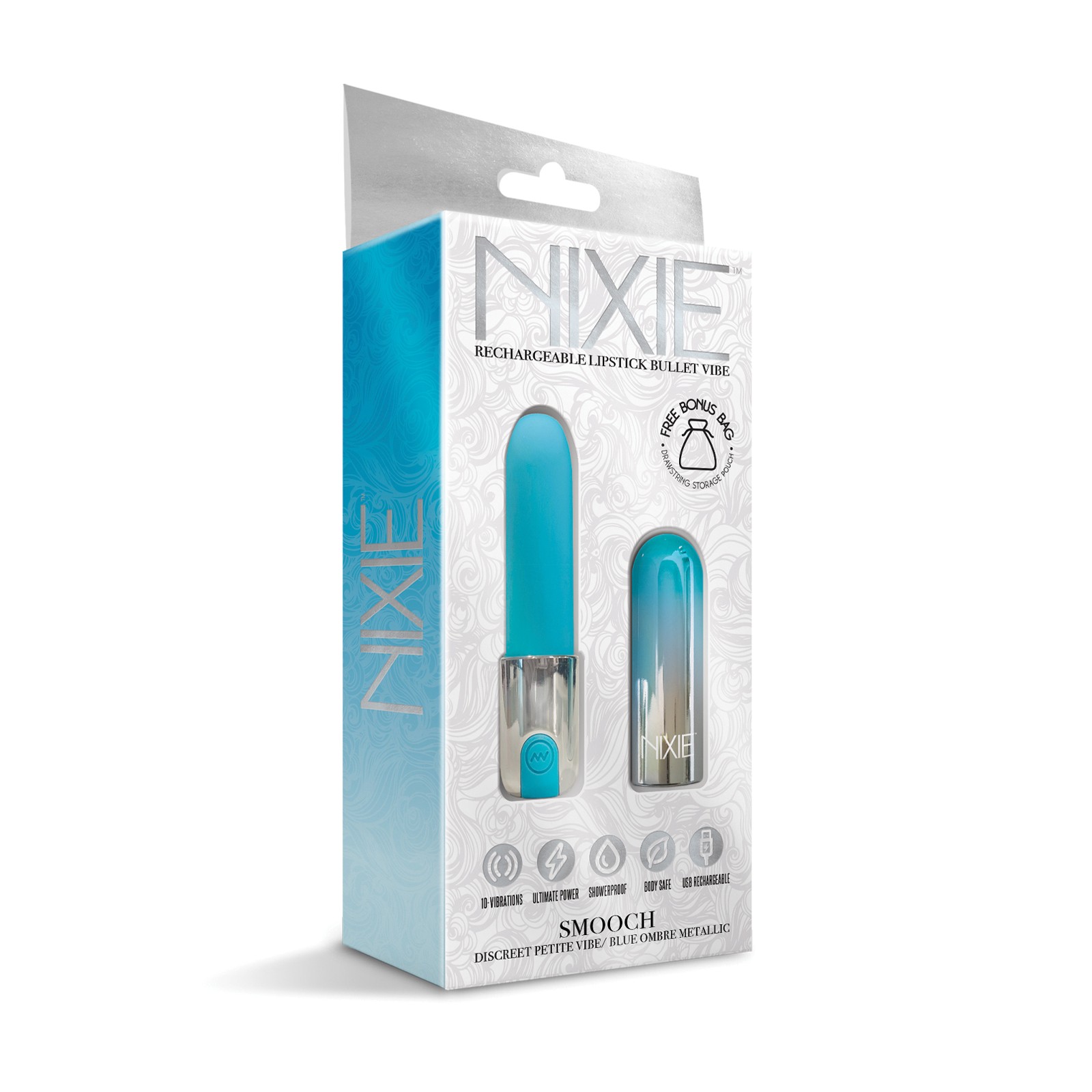 Nixie Smooch Rechargeable Lipstick Vibrator Blue Ombre