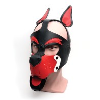 Capucha Juguetona de Perro 665 Negro Rojo Blanco O/S - Diversión Fetichista