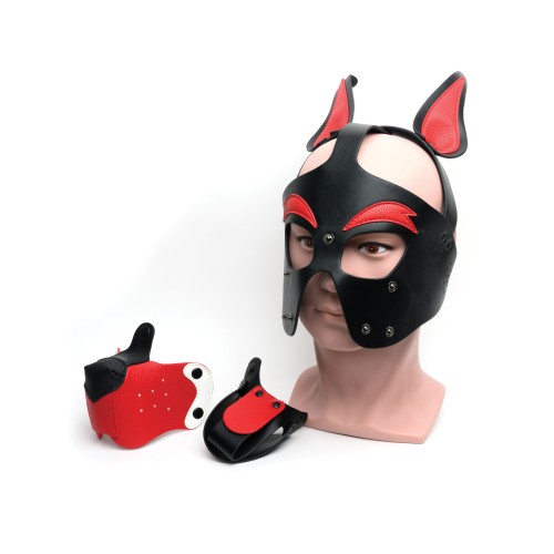 665 Playful Pup Hood Black Red White O/S - Fetish Fun