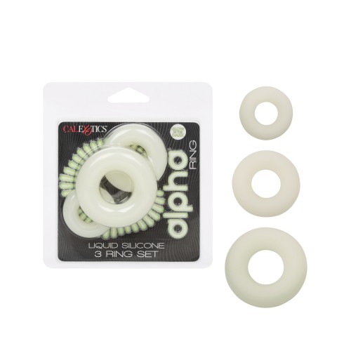 Alpha Liquid Silicone Glow in the Dark Cock Ring - Set of 3