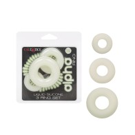 Alpha Liquid Silicone Glow in the Dark Cock Ring - Set of 3