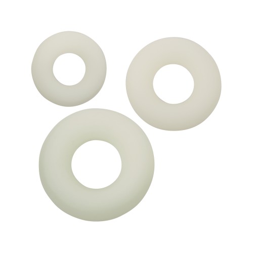 Alpha Liquid Silicone Glow in the Dark Cock Ring - Set of 3