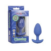 Cheeky Butt Plug Vibrante Brilla en la Oscuridad Grande Azul para Placer Intenso