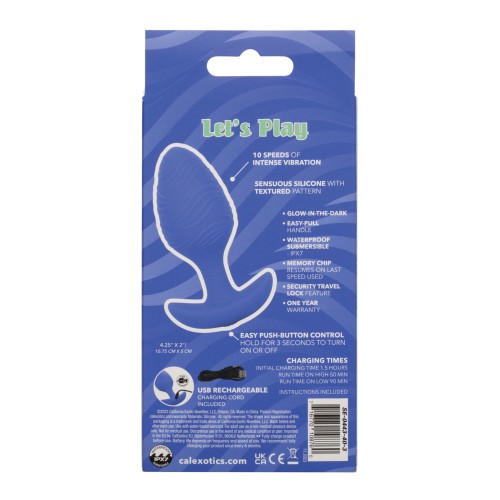 Cheeky Glow in the Dark Vibrating Butt Plug Large Blue for Intense Pleasure